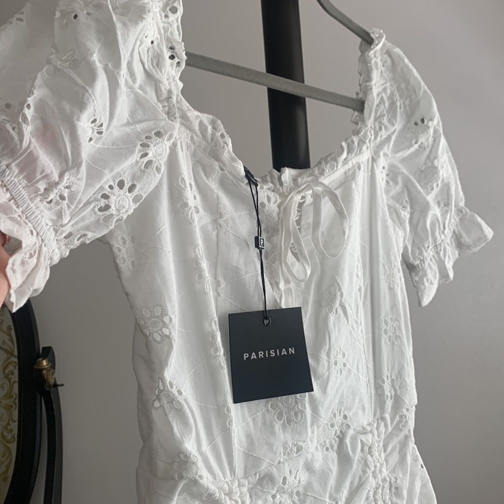 Parisian ASOS White Ruffle Lace Summer Dress US 6 Milkmaid